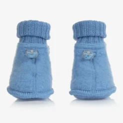 Blue Merino Wool Baby Booties