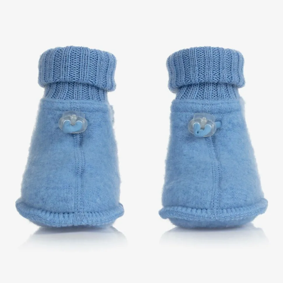Blue Merino Wool Baby Booties