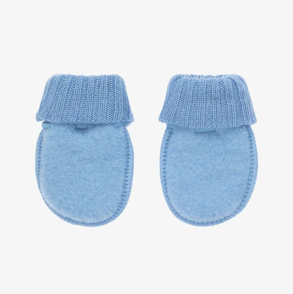 Blue Merino Wool Mittens
