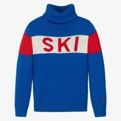 Blue Merino Wool Roll Neck Sweater