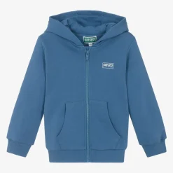 Blue Organic Cotton Zip-Up Top