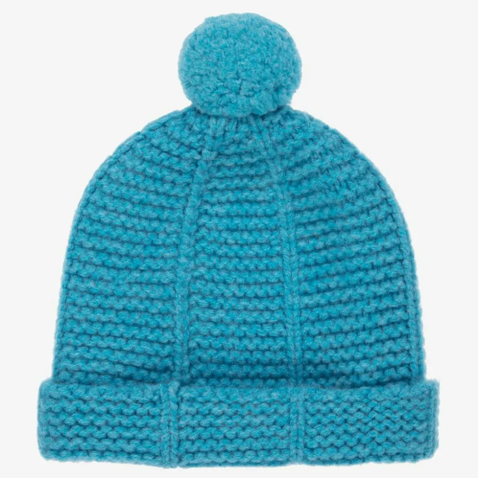 Blue Pom-Pom Wool Hat