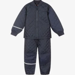 Blue Quilted Jacket & Trouser Set