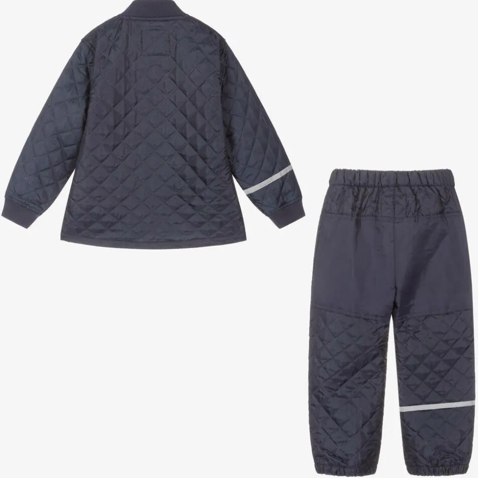 Blue Quilted Jacket & Trouser Set