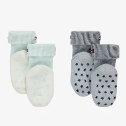 Blue Ribbed Cotton Baby Socks (2 Pack)