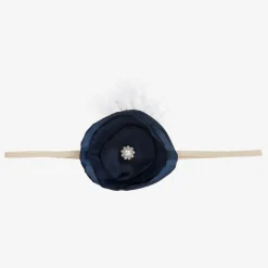 Blue Satin Flower Headband