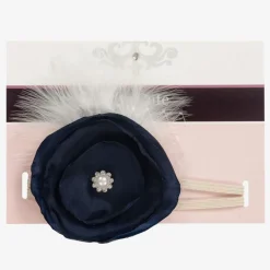 Blue Satin Flower Headband