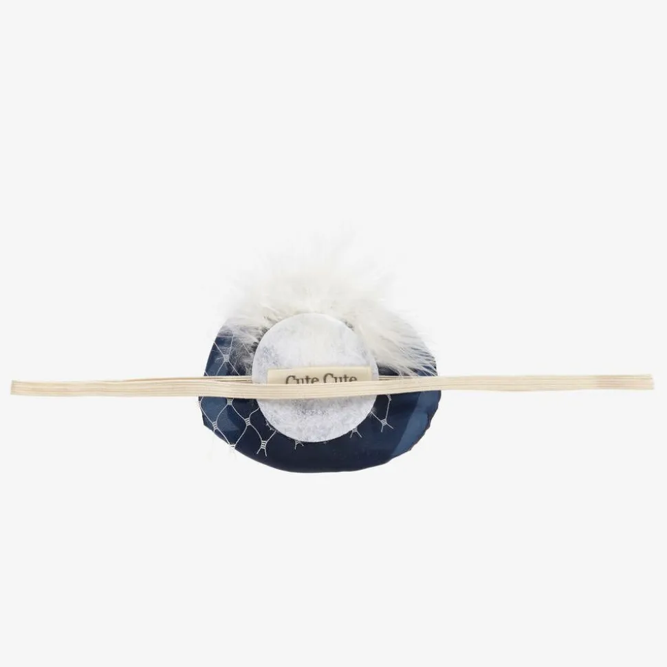 Blue Satin Flower Headband