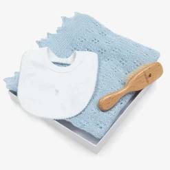Blue Shawl & Bib Baby Gift Set