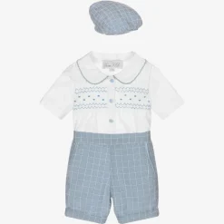 Blue Smocked Baby Shorts Set