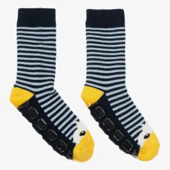Blue Striped Duck Slipper Socks