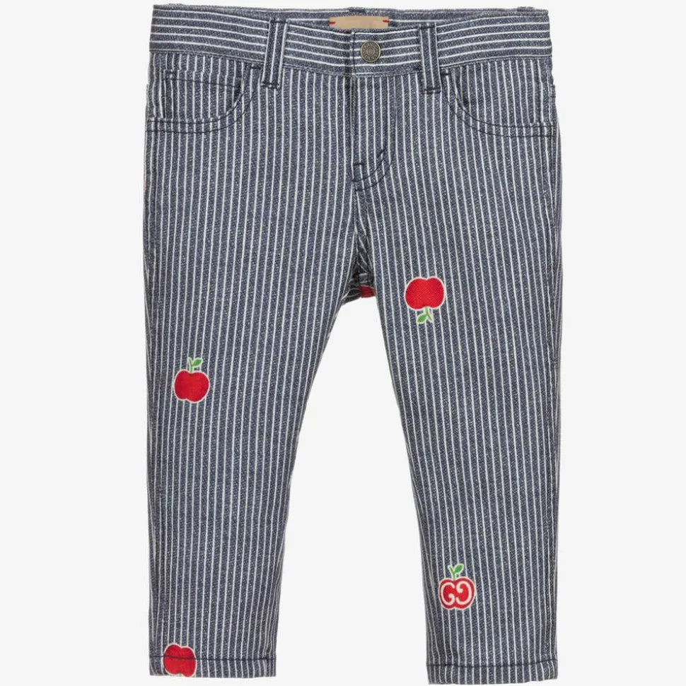 Blue Striped Logo Jeans