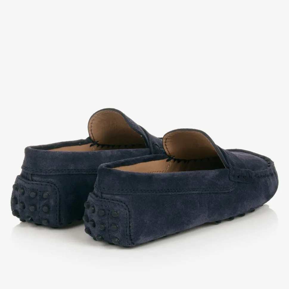 Blue Suede Leather Gommino Moccasins