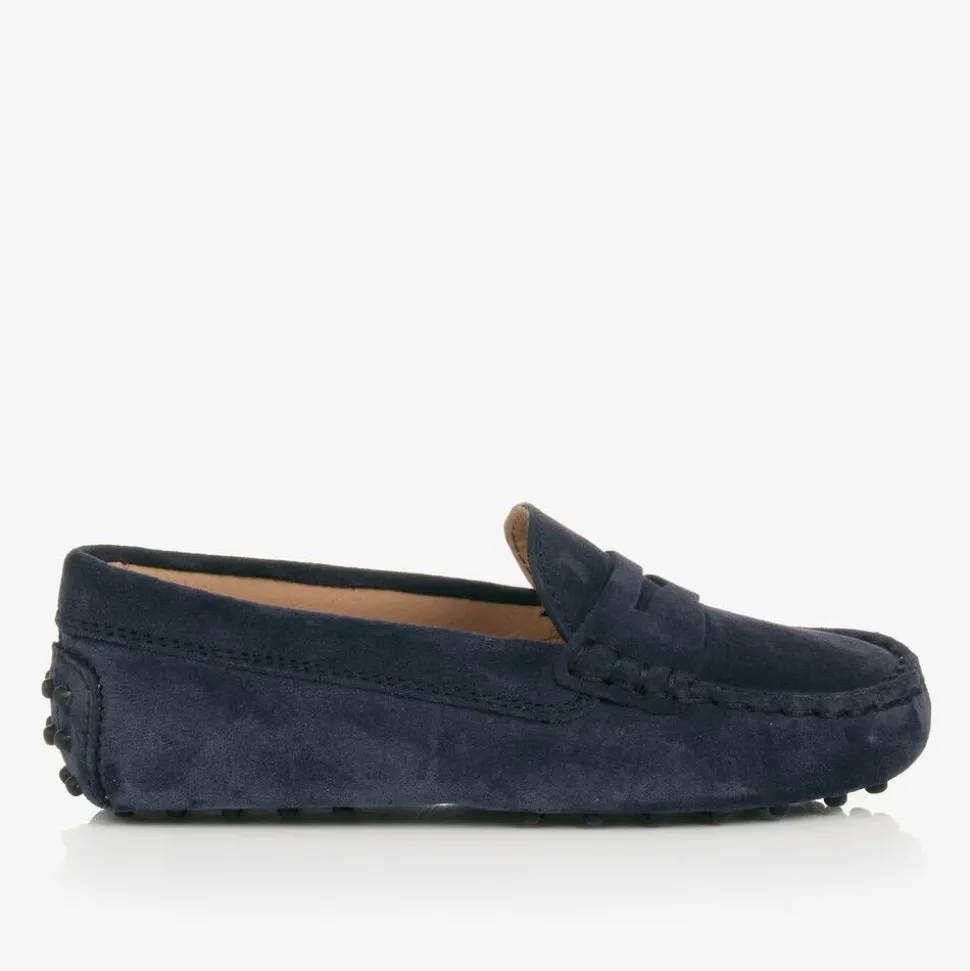 Blue Suede Leather Gommino Moccasins
