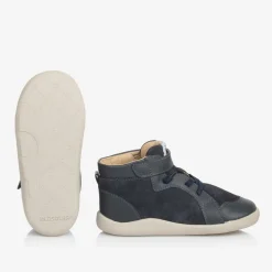 Blue Suede Leather High-Top Trainers