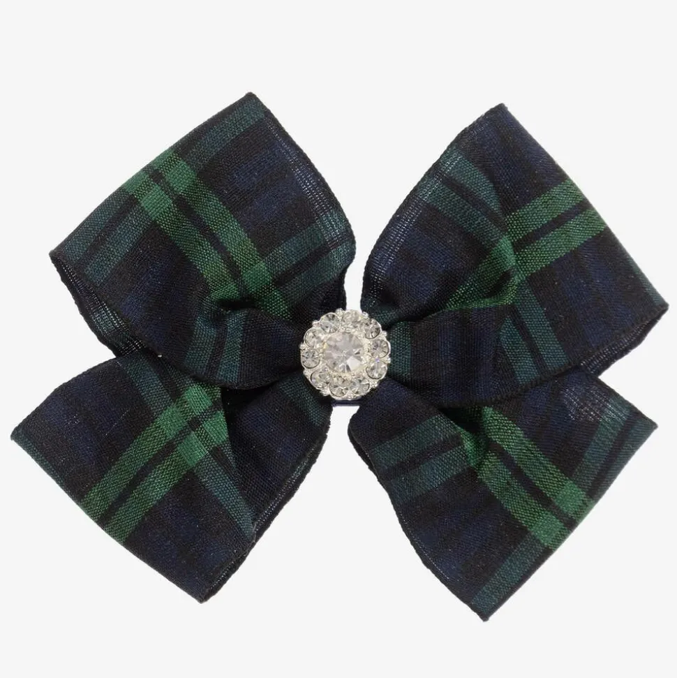 Blue Tartan Bow Hair Clip (7cm)