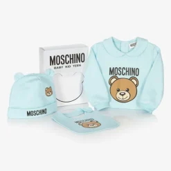 Blue Teddy Bear Cotton Babysuit Set