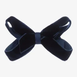 Blue Velvet Bow Clip (7cm)