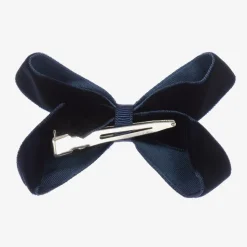 Blue Velvet Bow Clip (7cm)