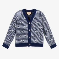 Blue Wool GG Baby Cardigan