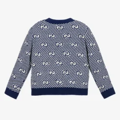 Blue Wool GG Baby Cardigan