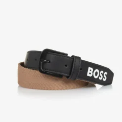 Boys Beige & Black Woven Belt