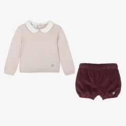 Boys Beige & Red Shorts Set