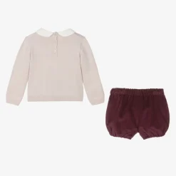 Boys Beige & Red Shorts Set