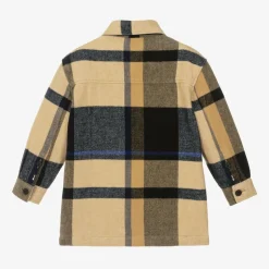 Boys Beige Check Cotton Overshirt