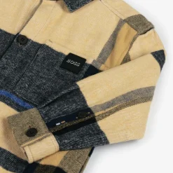 Boys Beige Check Cotton Overshirt