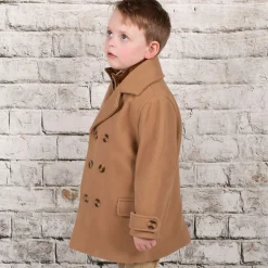 Boys Beige Coat & Hat Set