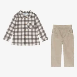 Boys Beige Corduroy Trouser Set