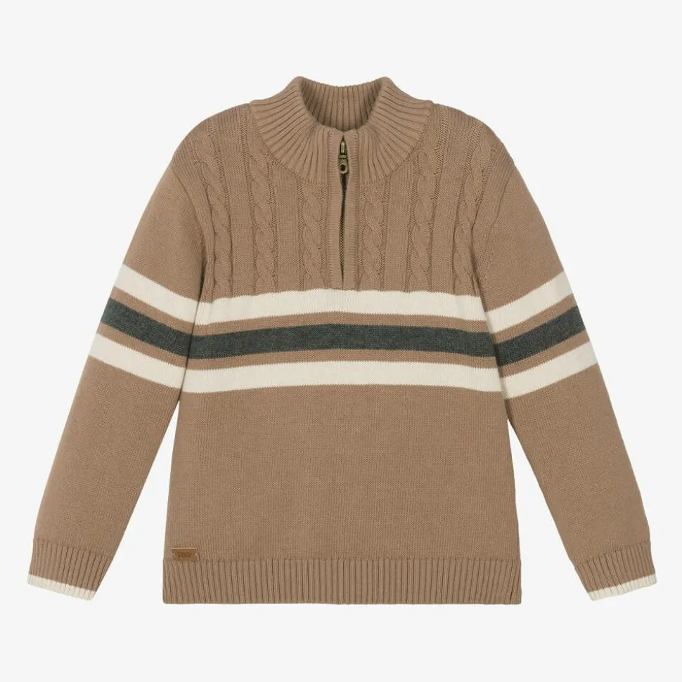 Boys Beige Cotton & Wool Sweater