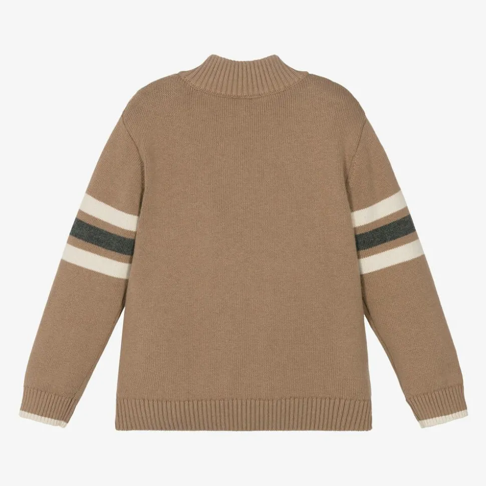 Boys Beige Cotton & Wool Sweater