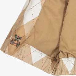 Boys Beige Cotton Argyle Jacket