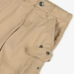 Boys Beige Cotton Cargo Shorts