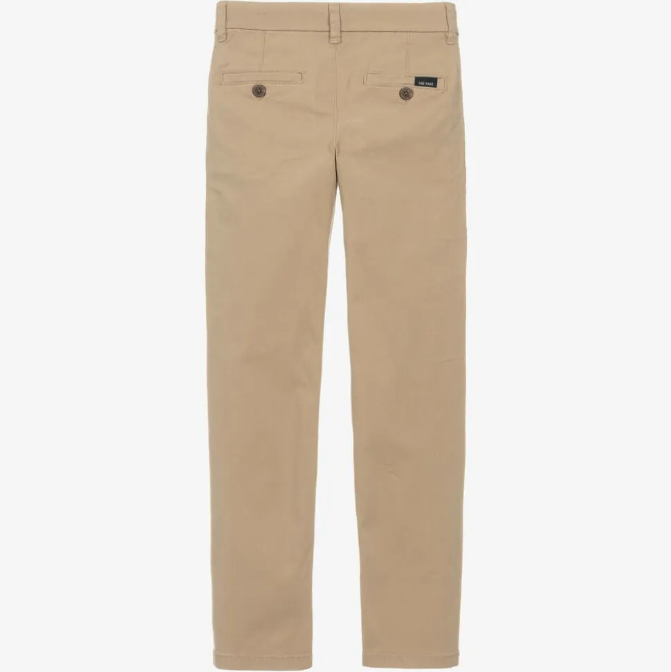 Boys Beige Cotton Chino Trousers