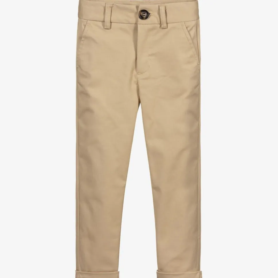 Boys Beige Cotton Chino Trousers