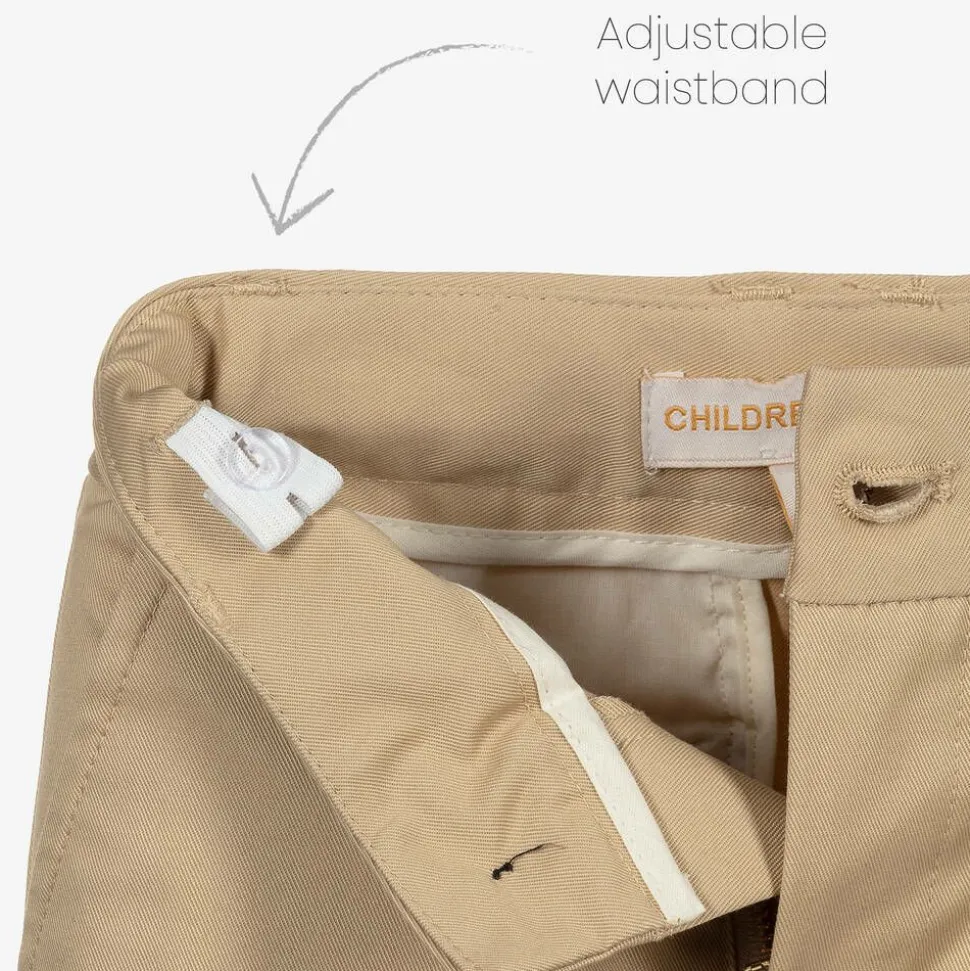 Boys Beige Cotton Chino Trousers