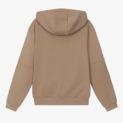 Boys Beige Cotton EA7 Logo Hoodie