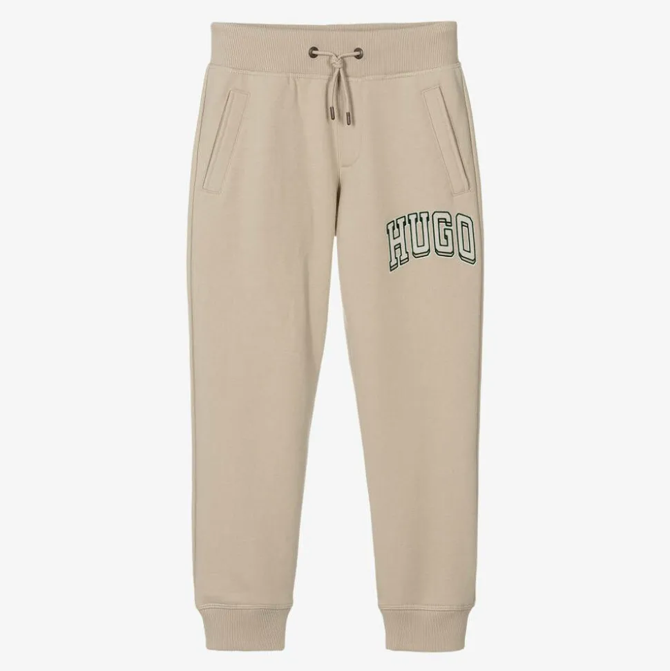 Boys Beige Cotton Joggers