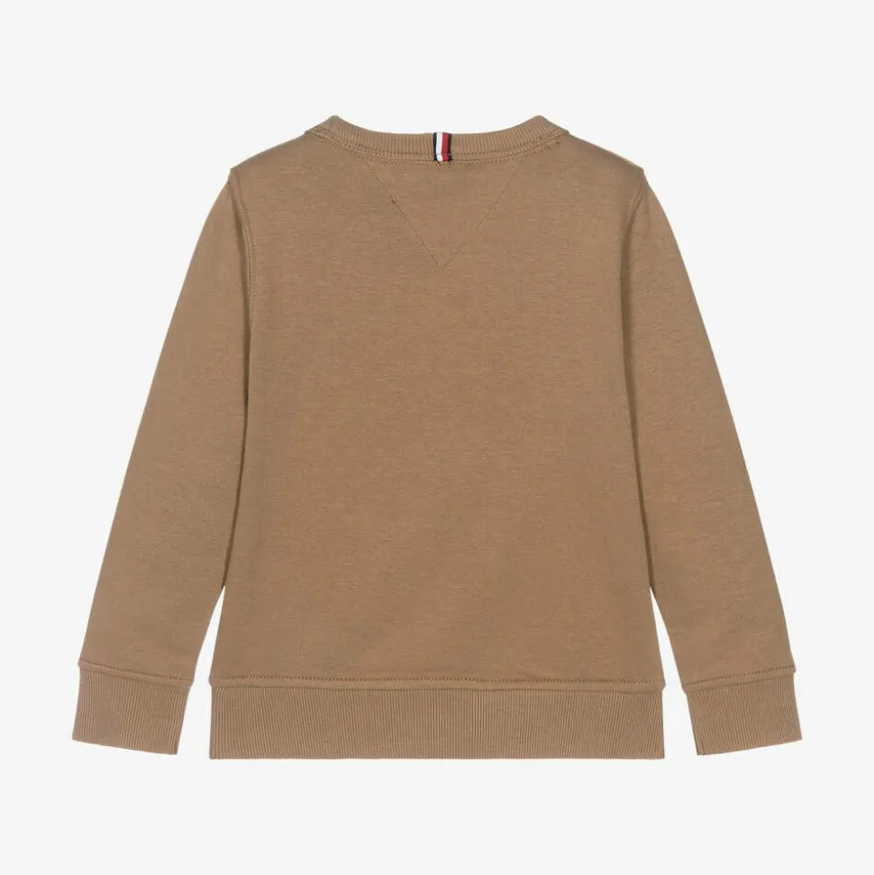Boys Beige Cotton Patch Logo Sweatshirt