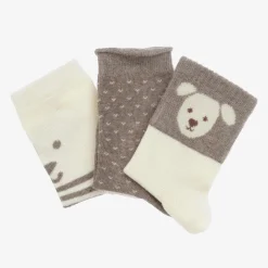 Boys Beige Cotton Puppy Socks (3 Pack)