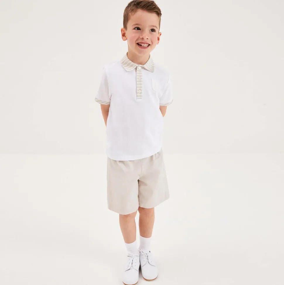 Boys Beige Cotton Shorts