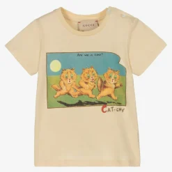 Boys Beige Cotton T-Shirt