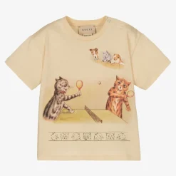 Boys Beige Cotton T-Shirt