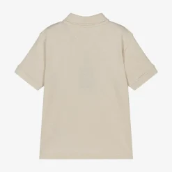 Boys Beige Cotton Varsity Polo Shirt