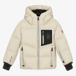 Boys Beige Down Padded Mandres Ski Jacket
