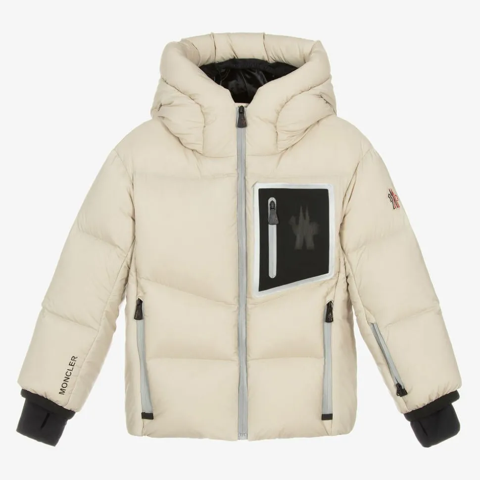Boys Beige Down Padded Mandres Ski Jacket