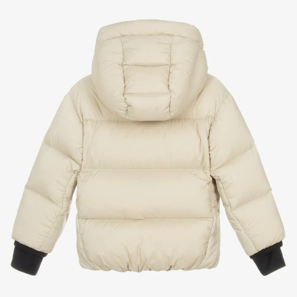 Boys Beige Down Padded Mandres Ski Jacket